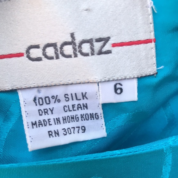 Woman’s Size 6 Vintage 80’s Silk Turquoise Dolman Sleeves Dress - Picture 5 of 12